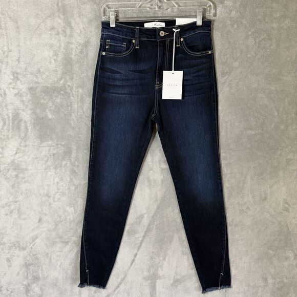 NWT KanCan Jeans 7/27 High Rise Ankle Skinny Denim Blue Split Hem Stretch - Picture 1 of 10